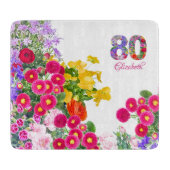 Découper 80e anniversaire fleurie bouquet planche à découpe (Devant)
