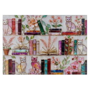 Découper Étagère à livres en forme de chat floral Planche à