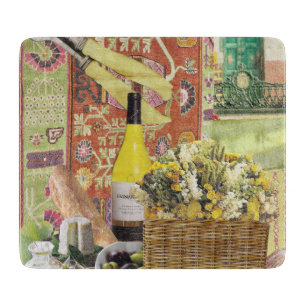 Découper Planche à verre avec vin et olives