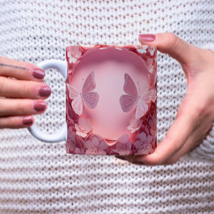 Découvrez l'élégance : Mug de café à papillon 3D