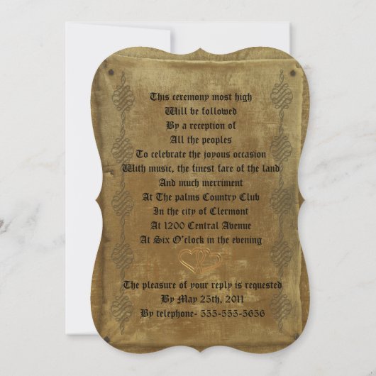 Décret faire-part de mariage médiéval modèle (Dos)