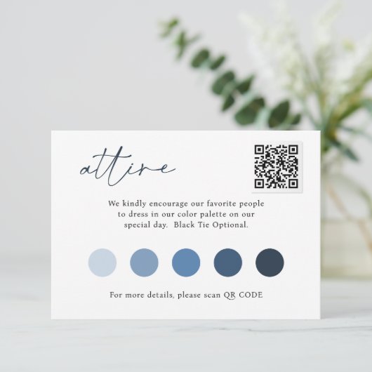Dedendaagse QR Code Weddenschap ATTIRE voor script Informatiekaartje (Staand voorkant)