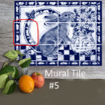 Dedham Bleu Blanc Lapin Lapin Carreau Mural # 5<br><div class="desc">C'est le carreau # 5 d'une murale en céramique à douze carreaux, avec un lapin lapin mignon et un vase plein de marguerites. Les tons bleu marine foncé et blanc sont accentués par un glaçage craquelé. Des lapins et des carottes bordent le design. Inspiré par la poterie Dedham antique, la...</div>