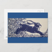 Dedham Blue Rabbit,  blauw en wit design Briefkaart (Voorkant / Achterkant)