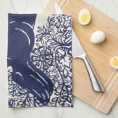 Dedham Blue Rabbit,  blauw en wit design Theedoek (Quarter Fold)