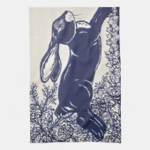 Dedham Blue Rabbit,  blauw en wit design Theedoek (Verticaal)