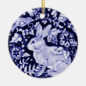 Dedham Blue Rabbit, Classic Blue & White Custom Keramisch Ornament (Voorkant)