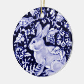 Dedham Blue Rabbit, Classic Blue & White Custom Keramisch Ornament (Links)