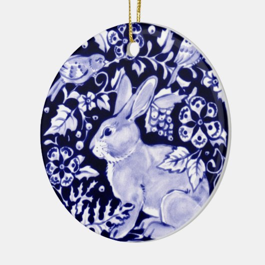 Dedham Blue Rabbit, Classic Blue & White Custom Keramisch Ornament (Links)