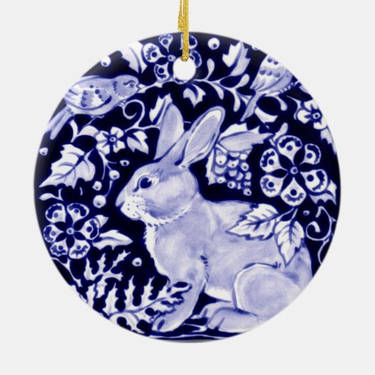 Dedham Blue Rabbit, Classic Blue & White Dated Keramisch Ornament (Achterkant)