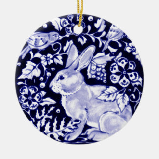 Dedham Blue Rabbit, Classic Blue & White Design Keramisch Ornament