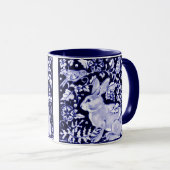 Dedham Blue Rabbit, Classic Blue & White Design Mok (Voorkant rechts)