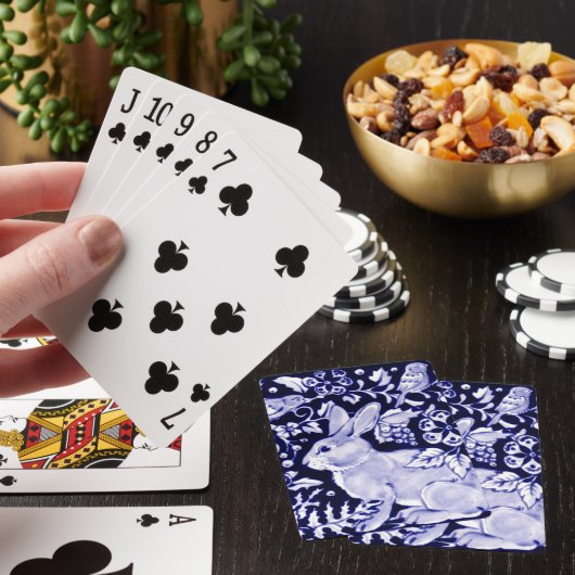 Dedham Blue Rabbit, Classic Blue & White Design Pl Pokerkaarten (Insitu)