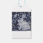 Dedham Blue & White Rabbit Ceramic Tegel Gift Wrap Cadeaulabel (Voorkant)
