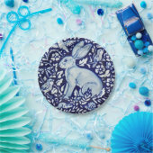 Dedham Cobalt Blue White Rabbit Garden Paper Bord (Feest)