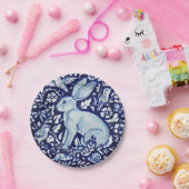 Dedham Cobalt Blue White Rabbit Garden Paper Bord (Feest)