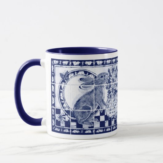 Dedham Rabbit Bunny Donkerblauw Wit Schattige Tege Mok (Links)