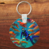 Dedicated Diver's gepersonaliseerd met QR-code Sleutelhanger (Voorkant)