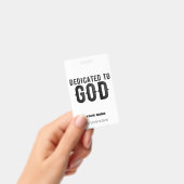 DEDICATED TO GOD COOL BLACK TEKST BADGE (Handheld)