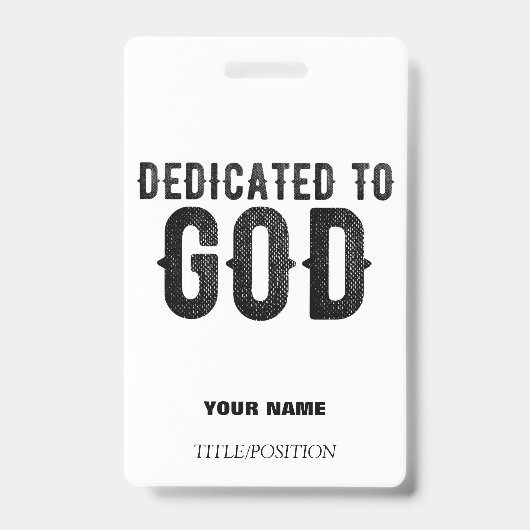 DEDICATED TO GOD COOL BLACK TEKST BADGE (Voorkant)