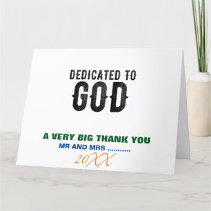 DEDICATED TO GOD COOL BLACK TEKST BEDANKKAART