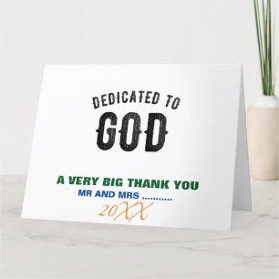 DEDICATED TO GOD COOL  BLACK TEKST BEDANKKAART
