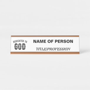 DEDICATED TO GOD COOL BLACK TEKST BUREAU NAAMBORDJE
