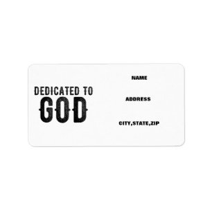 DEDICATED TO GOD  COOL BLACK TEKST ETIKET
