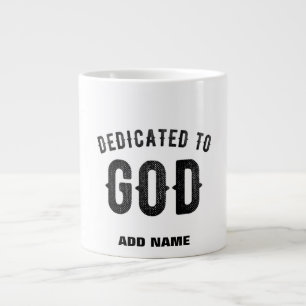 DEDICATED TO GOD COOL BLACK TEKST EXTRA GROTE BEKER