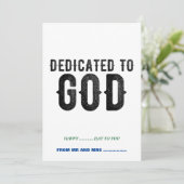 DEDICATED TO GOD  COOL BLACK TEKST FEESTDAGENKAART (Staand voorkant)