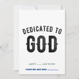 DEDICATED TO GOD COOL BLACK TEKST FEESTDAGENKAART