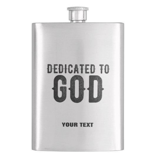 DEDICATED TO GOD COOL BLACK TEKST FLACON (Voorkant)