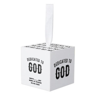 DEDICATED TO GOD COOL  BLACK TEKST KUBUS ORNAMENT