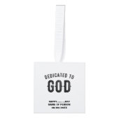DEDICATED TO GOD COOL BLACK TEKST KUBUS ORNAMENT (Voorkant)