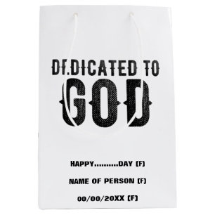 DEDICATED TO GOD COOL BLACK TEKST MEDIUM CADEAUZAKJE