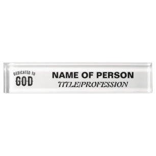 DEDICATED TO GOD COOL BLACK TEKST NAAMBORDJE