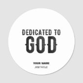 DEDICATED TO GOD  COOL BLACK TEKST NAAMPLAATJE (Voorkant)