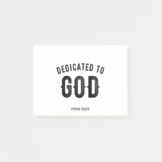 DEDICATED TO GOD COOL BLACK TEKST POST-IT® NOTES (Voorkant)