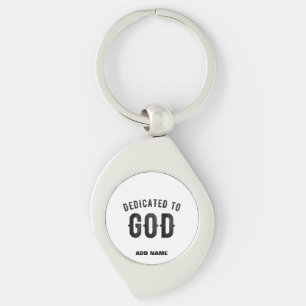 DEDICATED TO GOD COOL BLACK TEKST SLEUTELHANGER