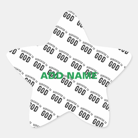 DEDICATED TO GOD COOL  BLACK TEKST STER STICKER (Voorkant)