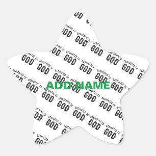 DEDICATED TO GOD COOL BLACK TEKST STER STICKER