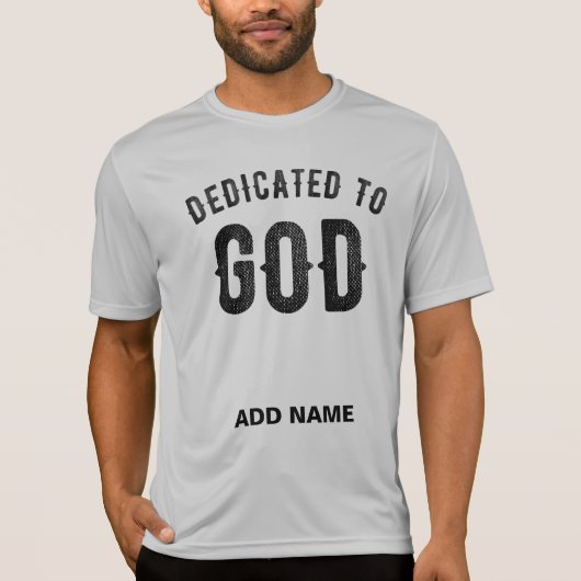 DEDICATED TO GOD COOL BLACK TEKST T-SHIRT (Voorkant)