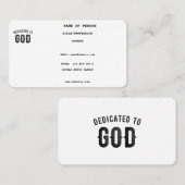DEDICATED TO GOD COOL BLACK TEKST VISITEKAARTJE (Voorkant / Achterkant)