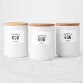 DEDICATED TO GOD COOL  BLACK TEKST VOEDSELCONTAINER ETIKET (Flessen)
