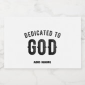 DEDICATED TO GOD COOL  BLACK TEKST VOEDSELCONTAINER ETIKET (Enkel label)