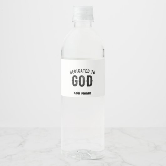 DEDICATED TO GOD COOL  BLACK TEKST WATERFLES ETIKET (Voorkant)