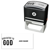DEDICATED TO GOD COOL BLACK TEKST ZELFINKTENDE STEMPEL (In situ)