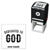 DEDICATED TO GOD COOL BLACK TEKST ZELFINKTENDE STEMPEL (In situ)