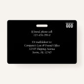 DEDICATED TO GOD COOL  WHITE TEKST BADGE (Achterkant)