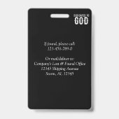 DEDICATED TO GOD COOL  WHITE TEKST BADGE (Achterkant)